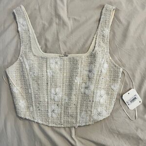 Altar'd State Cream Floral Crop Top